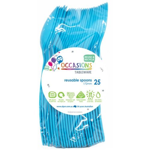 25pk Reusable Plastic Spoons - Azure Blue - Everything Party