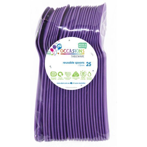 25pk Reusable Plastic Spoons - Purple - Everything Party