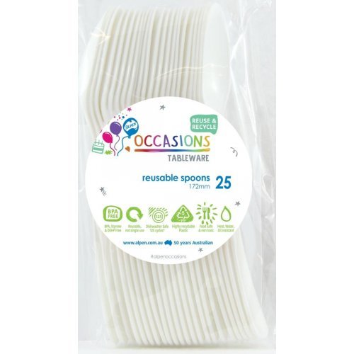 25pk Reusable Plastic Spoons - White - Everything Party
