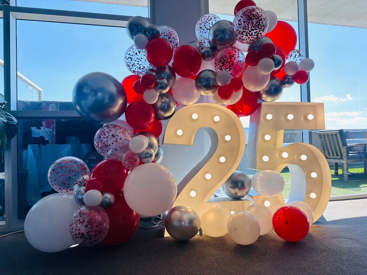 25th Business Anniversary Balloon Garland with 1m LED Number Lights ...