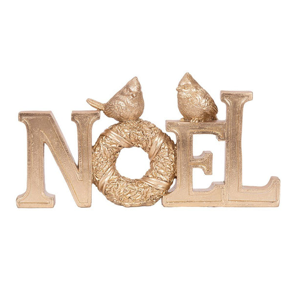 26cm Champagne Polyresin NOEL Sign Table Decoration - Everything Party