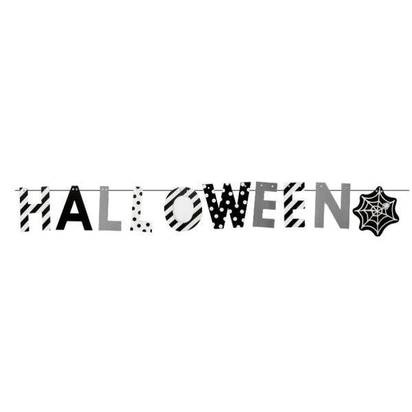 2m Black & White Halloween Banner with Spider Web – Party Decoration - Everything Party