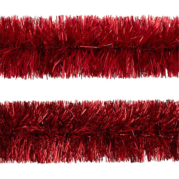 2m Fine Cut Red Christmas Tinsel Garland – 10 Ply - Everything Party