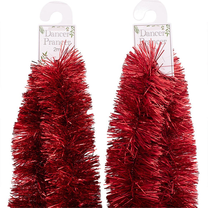 2m Fine Cut Red Christmas Tinsel Garland – 10 Ply - Everything Party