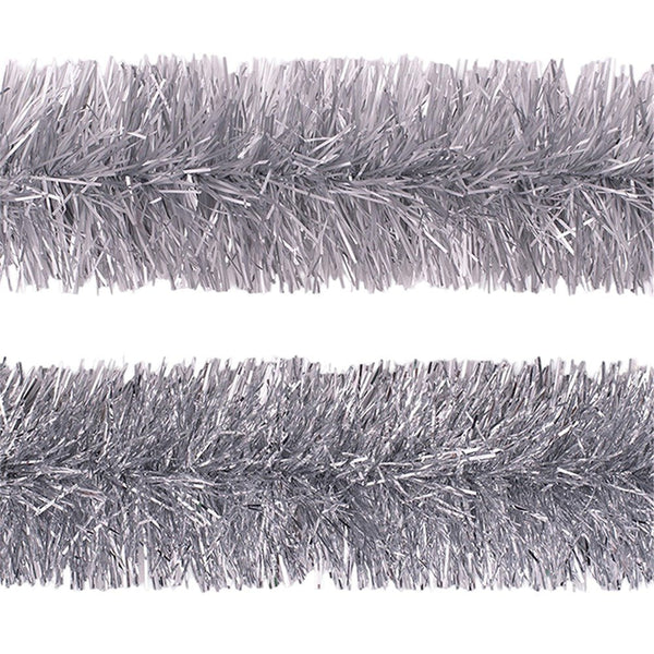 2m Fine Cut Silver Christmas Tinsel Garland – 10 Ply - Everything Party