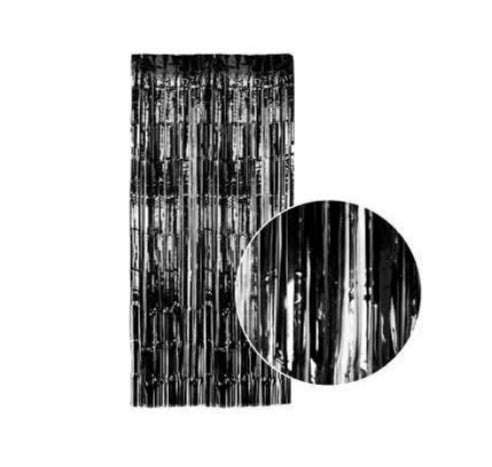 2m Metallic Shimmer Curtain - Black - Everything Party