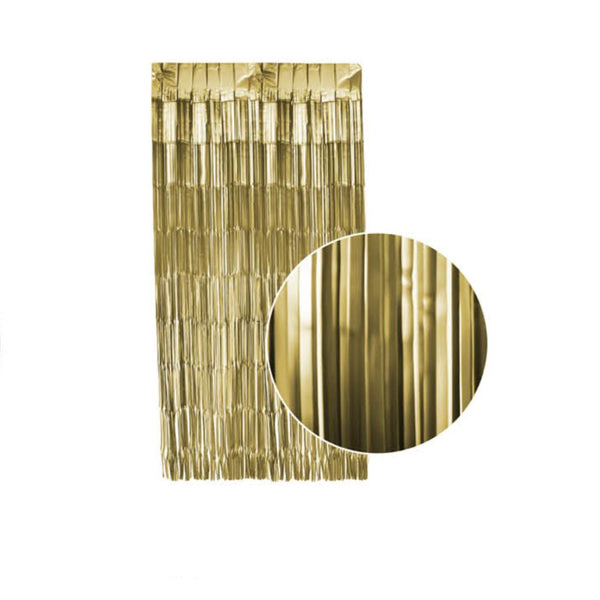 2m Metallic Shimmer Curtain - Matte Gold - Everything Party