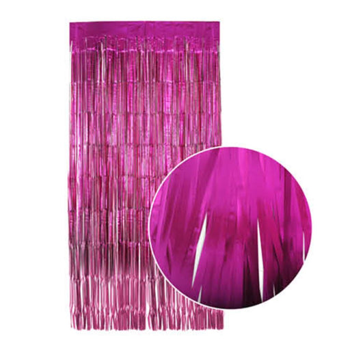 2m Metallic Shimmer Curtain - Matte Hot Pink - Everything Party