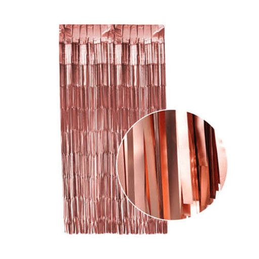2m Metallic Shimmer Curtain - Matte Rose Gold - Everything Party