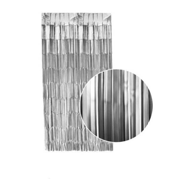 2m Metallic Shimmer Curtain - Matte Silver - Everything Party