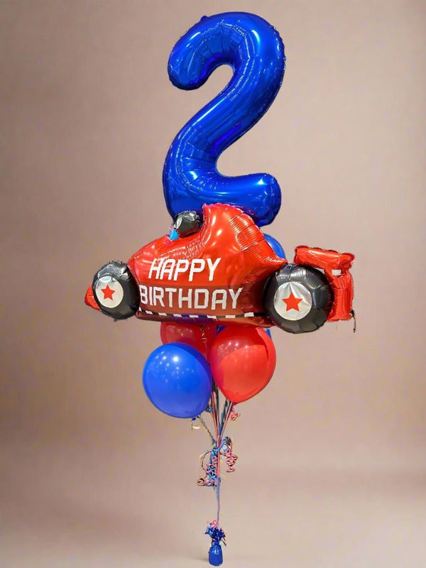 2nd Birthday F1 Racing Car Helium Balloon Bouquet - Everything Party