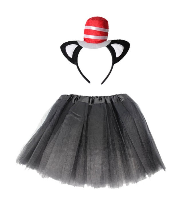 2pcs Girls Cat in the Hat Style Silly Cat Headband Tutu Set - Everything Party