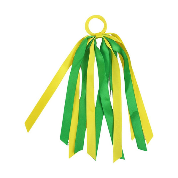 2pk Aussie Team Supporter Green & Yellow Tassel Hair Ties - Everything Party
