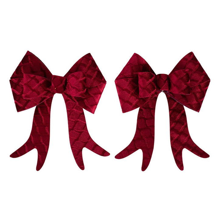 2pk Burgundy Velvet Bow 20cm - Everything Party