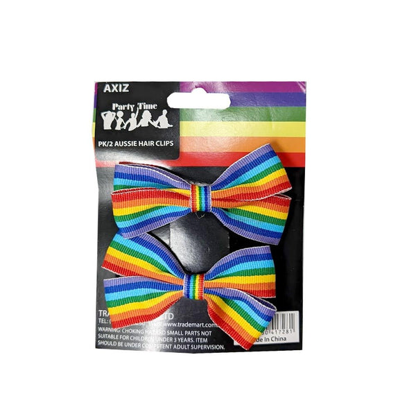 2pk Rainbow Bow Hair Clips - Everything Party