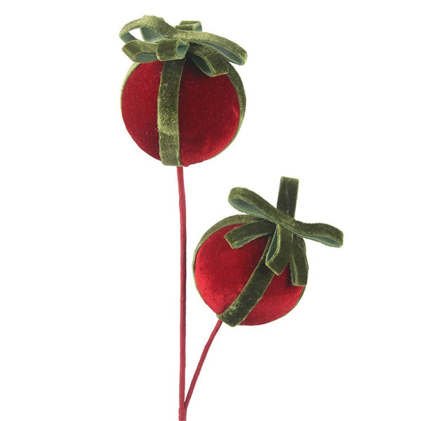 2pk Red Velvet Bauble Ball on Long Stem - Everything Party