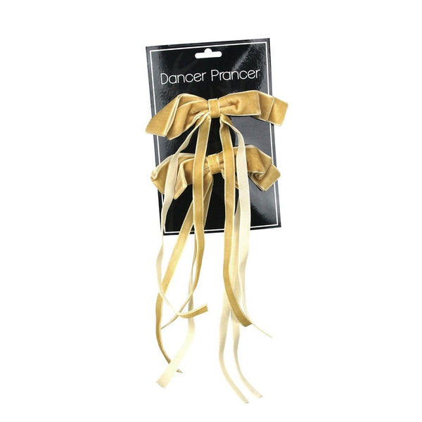 2pk Velvet Ribbon Bows – 15x25cm Champagne Colour - Everything Party