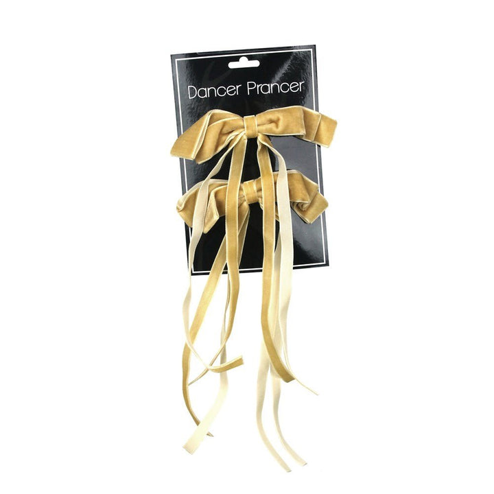 2pk Velvet Ribbon Bows – 15x25cm Champagne Colour - Everything Party