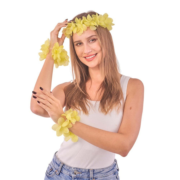 3 Piece Pastel Hawaiian Head Lei & Wristlet Set - Everything Party