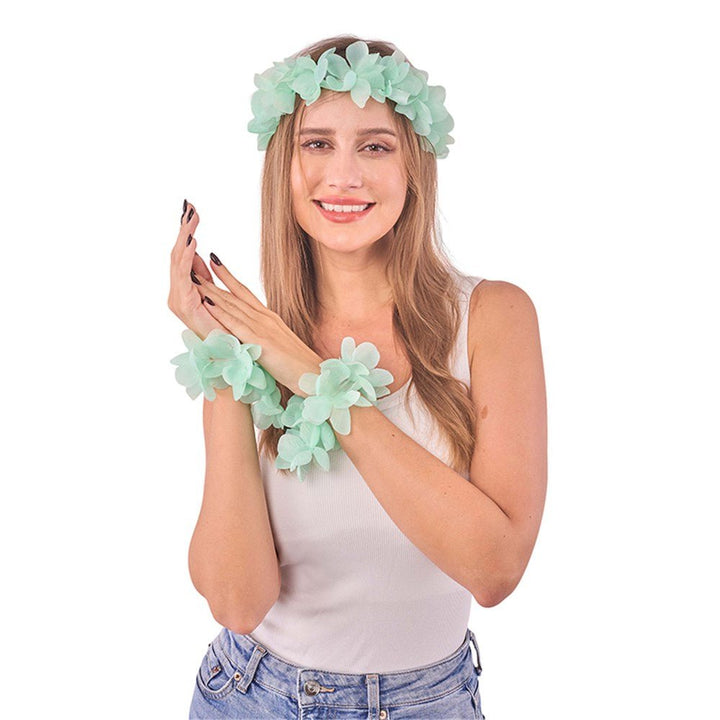 3 Piece Pastel Hawaiian Head Lei & Wristlet Set - Everything Party
