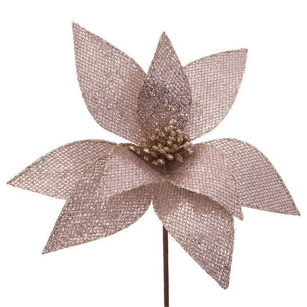 30cm Artificial Taupe Poinsettia with 50cm Stem - Everything Party