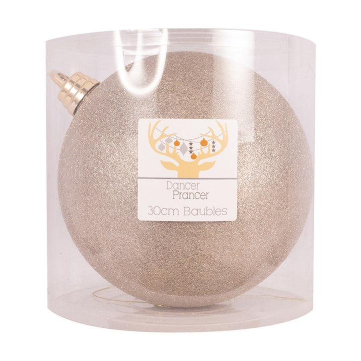 30cm Giant Champagne Glitter Bauble Tree Ornament - Everything Party