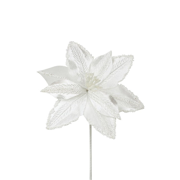 30cm White Poinsettia Christmas Decor - Everything Party