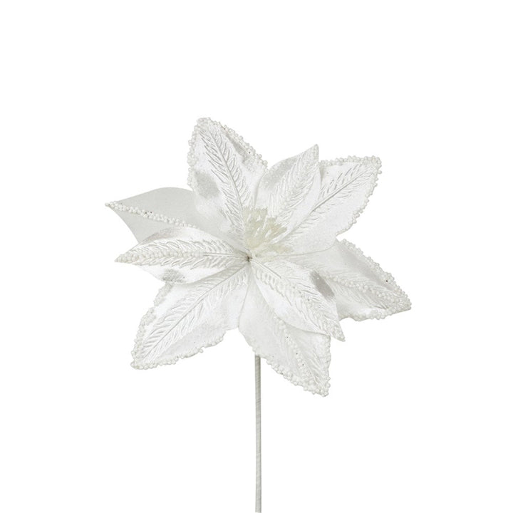 30cm White Poinsettia Christmas Decor - Everything Party