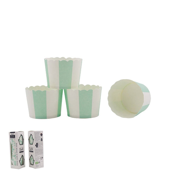 30pk Mint White Stripe Paper Baking Cupcake Cups - Everything Party