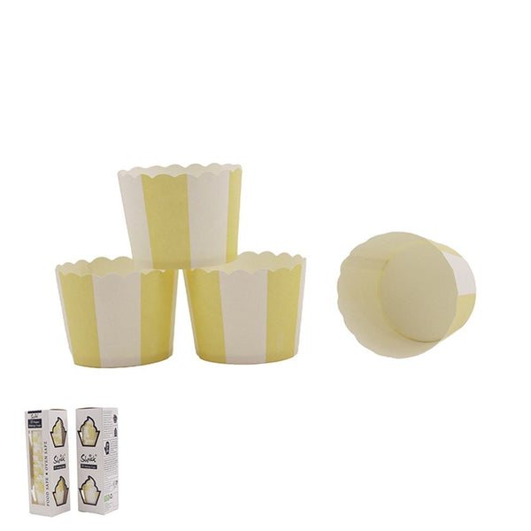 30pk Yellow White Stripe Paper Baking Cupcake Cups - Everything Party