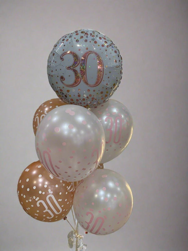 30th Birthday Rose Gold Balloon Bouquet - Everything Party