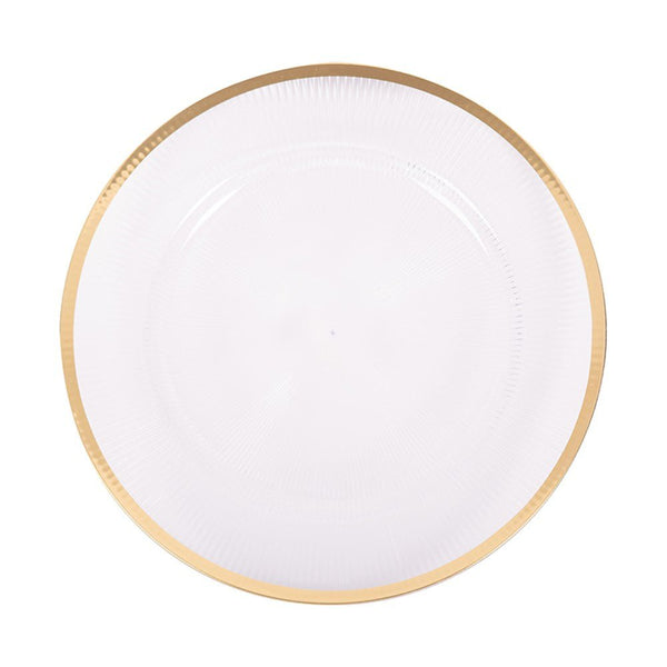 33cm Clear Melamine Charger Plater with Gold Rim - Everything Party