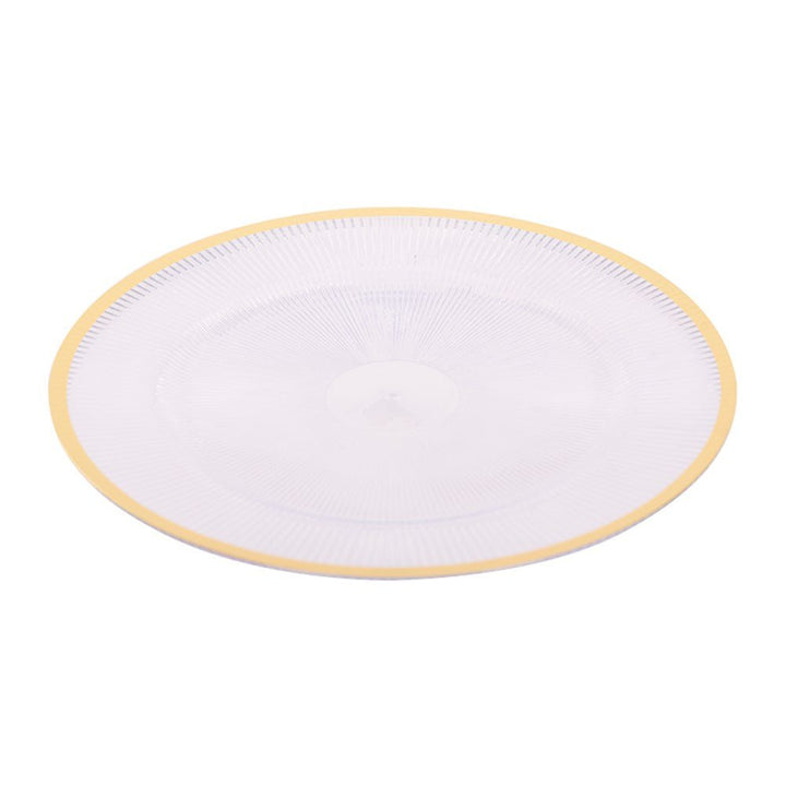 33cm Clear Melamine Charger Plater with Gold Rim - Everything Party