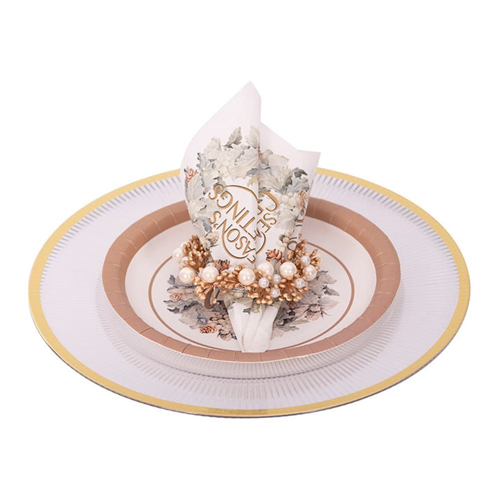 33cm Clear Melamine Charger Plater with Gold Rim - Everything Party