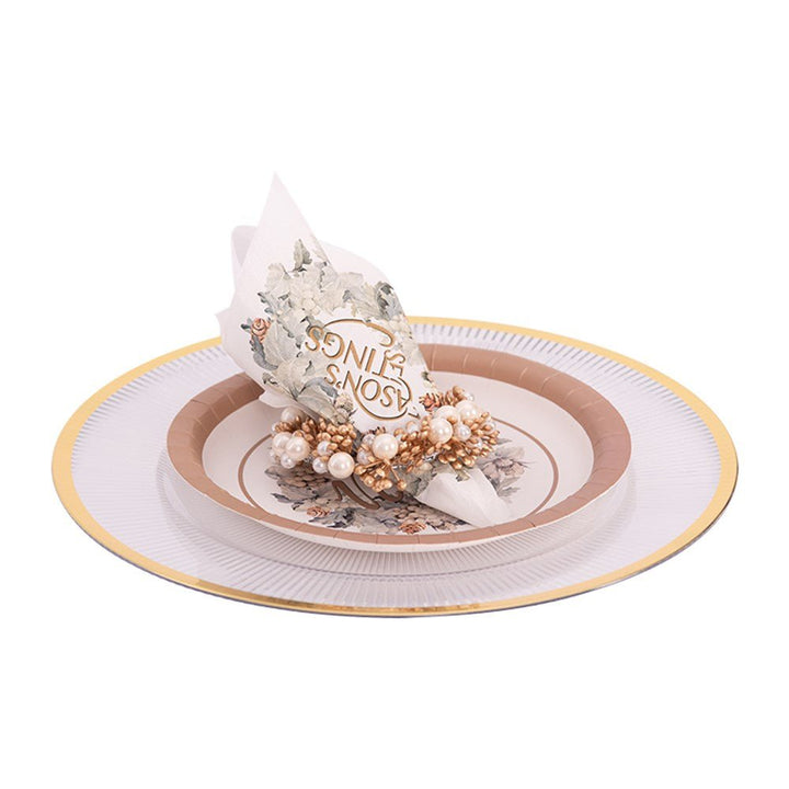 33cm Clear Melamine Charger Plater with Gold Rim - Everything Party