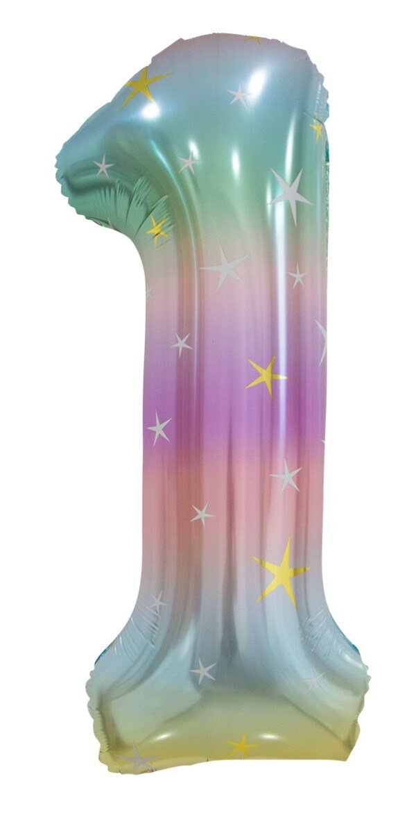 34" Jumbo Pastel Rainbow Number Foil Balloon - Number 1 - Everything Party