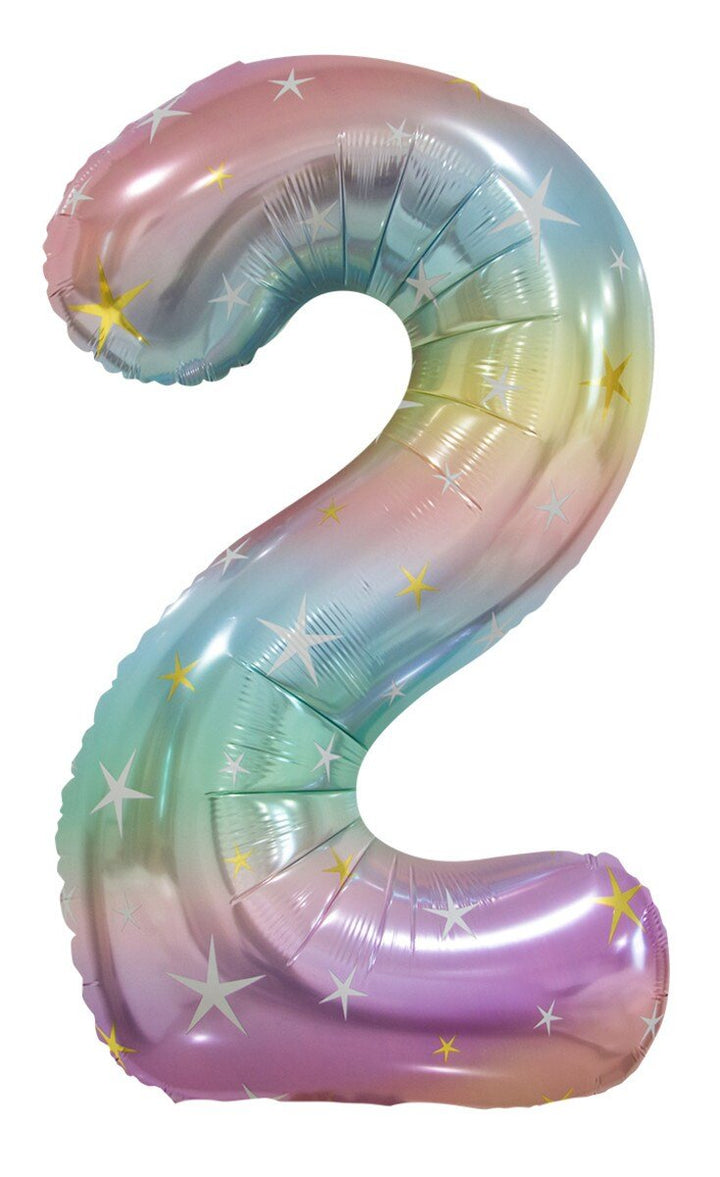 34" Jumbo Pastel Rainbow Number Foil Balloon - Number 2 - Everything Party