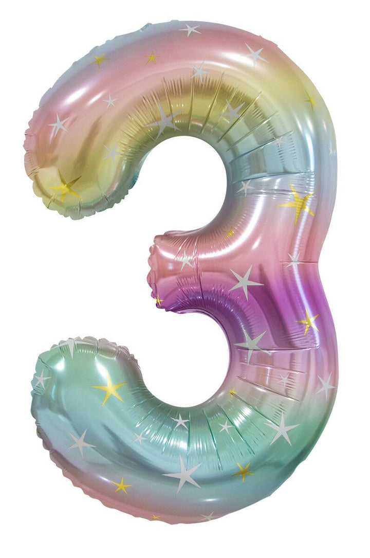 34" Jumbo Pastel Rainbow Number Foil Balloon - Number 3 - Everything Party