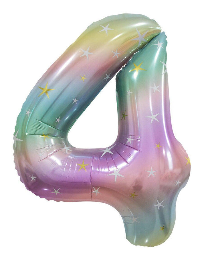 34" Jumbo Pastel Rainbow Number Foil Balloon - Number 4 - Everything Party