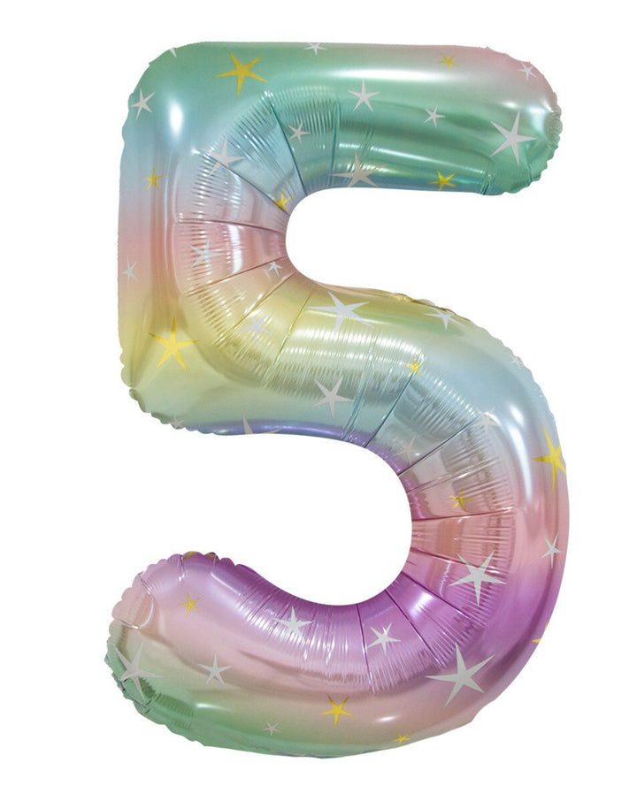 34" Jumbo Pastel Rainbow Number Foil Balloon - Number 5 - Everything Party