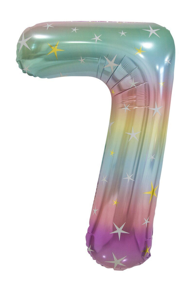 34" Jumbo Pastel Rainbow Number Foil Balloon - Number 7 - Everything Party