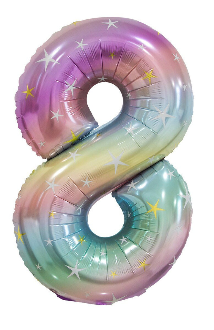 34" Jumbo Pastel Rainbow Number Foil Balloon - Number 8 - Everything Party