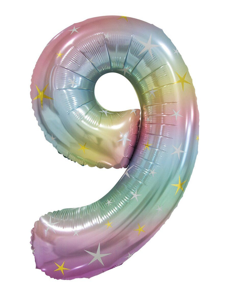 34" Jumbo Pastel Rainbow Number Foil Balloon - Number 9 - Everything Party