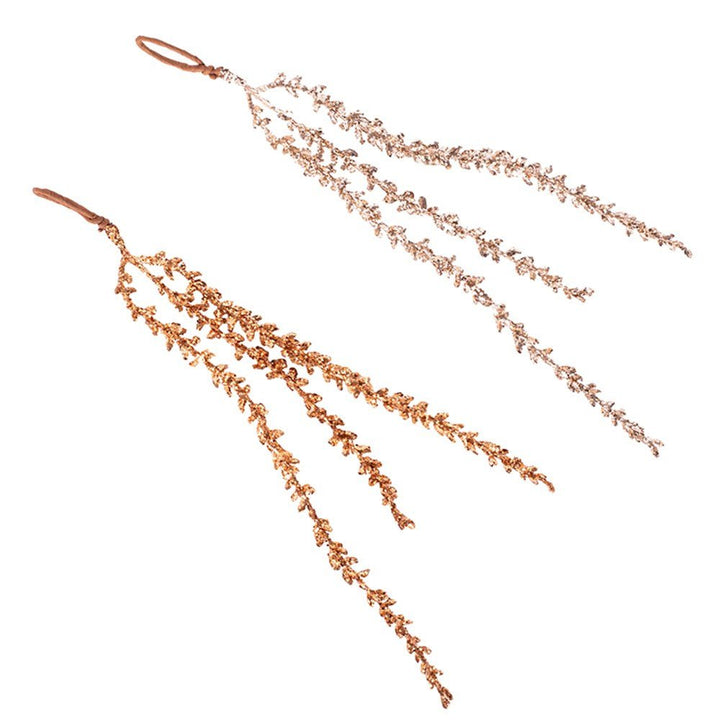 34cm Champagne & Copper Glitter Drop Tree Ornament - Everything Party