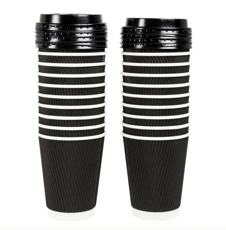 350ml Ripple Wall Coffee Cups with Lids – 20 Pack | Leak - Resistant & BPA - Free - Everything Party