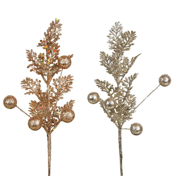 35cm Champagne & Rose Gold Glitter Stem Christmas Decor - Everything Party
