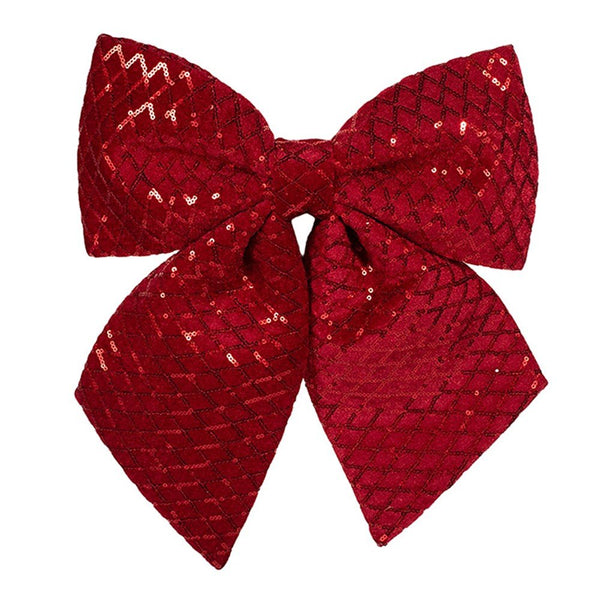 35cm Red Velour Bow with Red Sequin - Everything Party