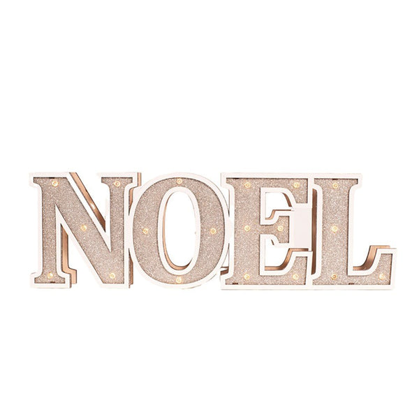 35cm Wooden NOEL Table Top Sign with Lights - Everything Party