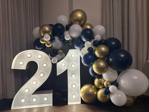 21st Birthday Balloon Garland with 1m LED Number Lights