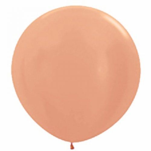 3ft 90cm Sempertex Plain Latex Balloon - Round Metallic Rose Gold - Everything Party